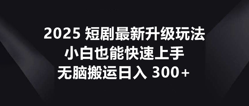 2025短剧最新升级玩法，小白也能快速上手，无脑搬运日入300+-续财库