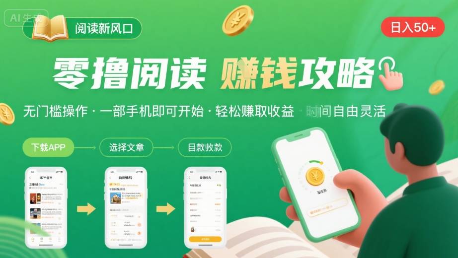 零撸阅读新风口,无门槛轻松挣,一部手机,日入 50-3张【揭秘】-续财库