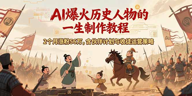 AI历史人物赛道课程,2个月涨粉56万,含伙伴计划与收徒运营策略-续财库