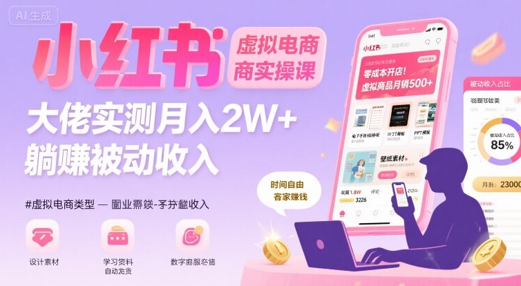 小红书虚拟电商,大佬实测月入2W+,实现被动收入-续财库