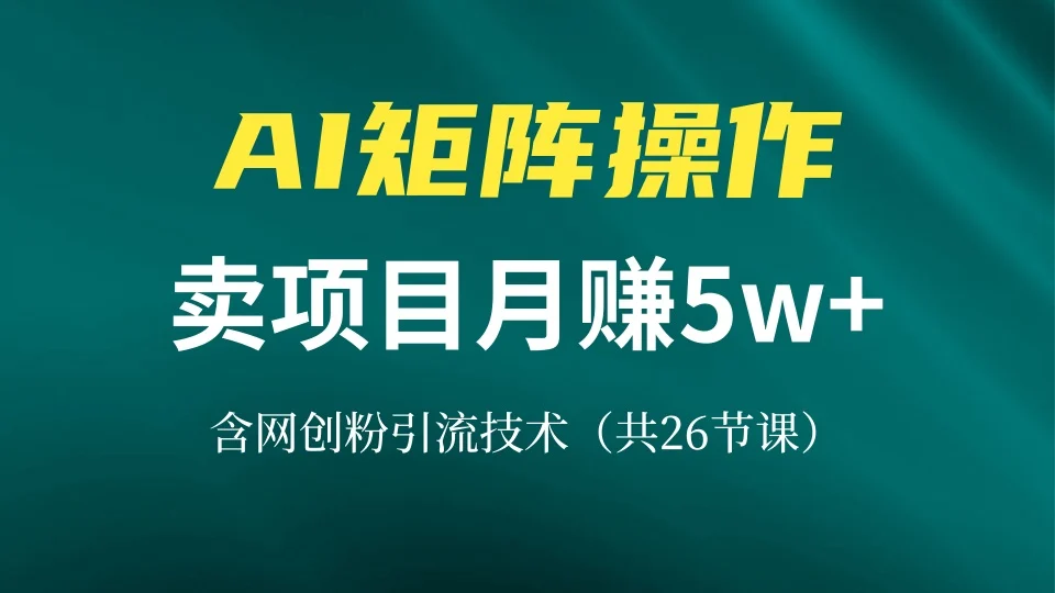 网创IP打造课,借助AI卖项目月赚5万+,含引流技术(共26节课-续财库