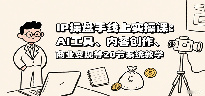 IP操盘手线上实操课：AI工具、内容创作、商业变现等20节系统教学-续财库