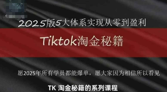 TikTok跨境2025淘金秘籍，​2025TikTok从0到盈利变现-续财库