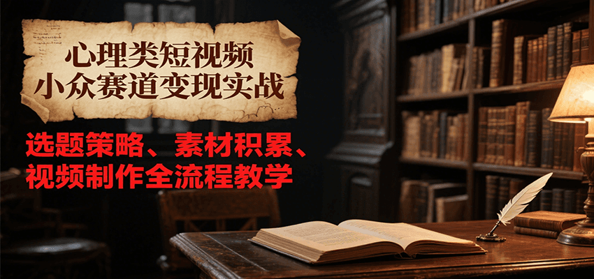 心理类短视频小众赛道变现实战，选题策略、素材积累、视频制作全流程教学-续财库