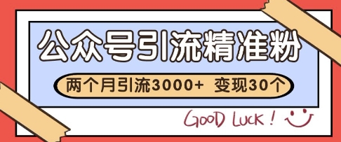 公众号精准粉引流玩法，2个月3000+精准粉，变现30个W【揭秘】-续财库