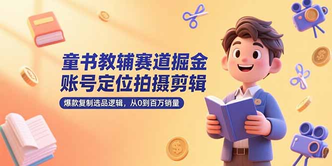 童书教辅赛道掘金，账号定位拍摄剪辑，爆款复制选品逻辑，从0到百万销量-续财库