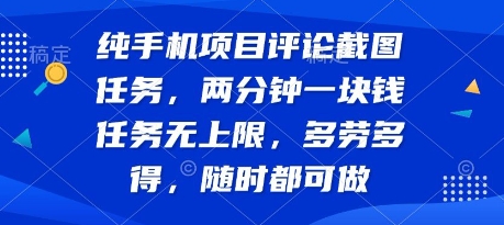 纯手机项目评论截图任务，两分钟一块钱 任务无上限多劳多得，随时随地都能做【揭秘】-续财库
