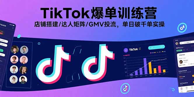 TikTok爆单训练营，店铺搭建/达人矩阵/GMV投流，单日破千单实操-续财库
