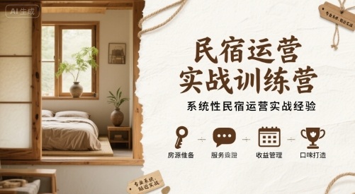 民宿运营实战训练营，系统性民宿运营实战经验-续财库