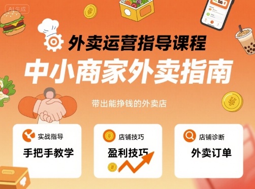外卖运营指导课程，中小商家外卖指南，手把手带出能挣钱的外卖店-续财库
