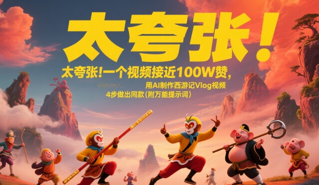 太夸张!一个视频接近100W赞,用AI制作西游记Vlog视频,全流程拆解来了(附万能提示词)-续财库
