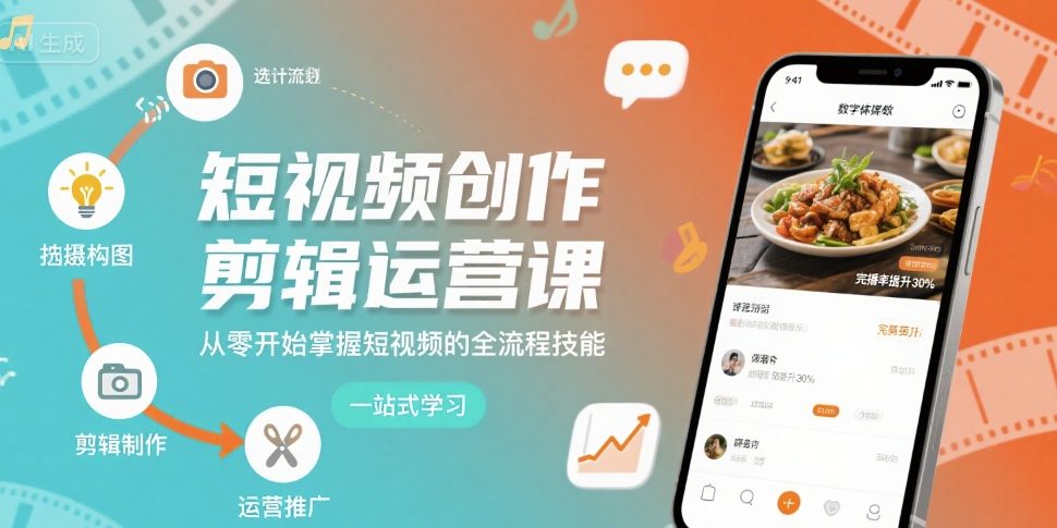 短视频创作剪辑运营课，从零开始掌握短视频的全流程技能-续财库