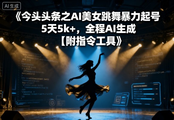 今日头条之AI美女跳舞暴力起号,5天1k+,全程AI生成【附指令工具】-续财库