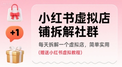 小红书虚拟店铺拆解社群，每天拆解一个虚拟店，简单实用(赠送小红书虚拟教程)-续财库