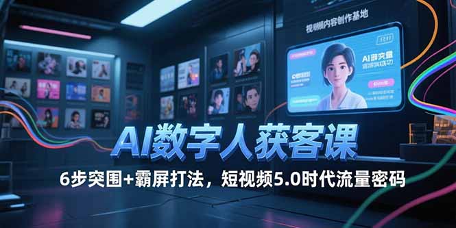 AI数字人获客课,6步突围+霸屏打法,短视频5.0时代流量密码-续财库