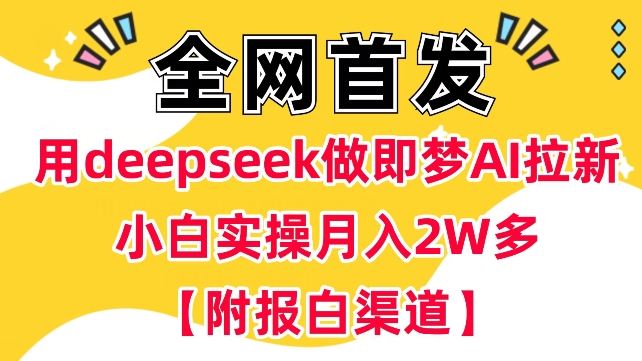 用deepseek做即梦Ai拉新 小白实操月入过W+【附报白渠道】-续财库