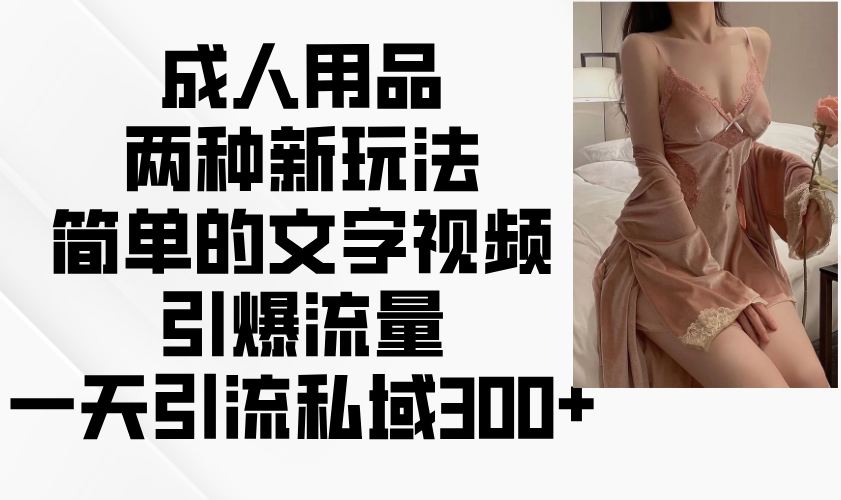 成人用品两种新玩法,简单的文字视频引爆流量,一天引流私域300+-续财库