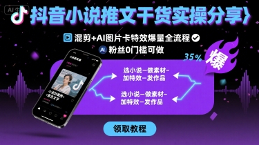 抖音小说推文干货实操分享,混剪+AI图片卡特效爆量全流程,0粉丝0门槛可做-续财库