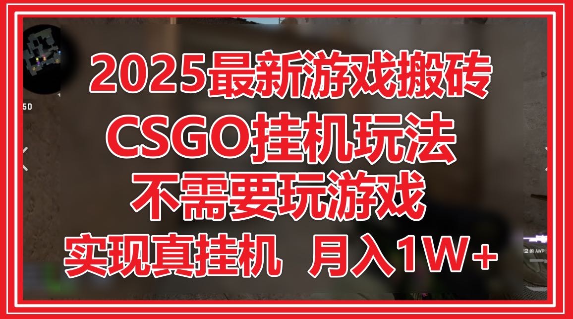 2025最新游戏搬砖，CSGO挂机，不需要玩游戏，实现真挂机，月入1W+-续财库