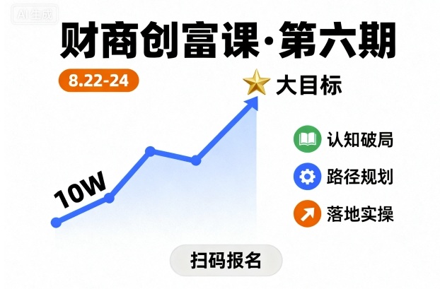 财商创富课第六期8月22-24号,如何从10W起步,一步步实现大目标-续财库