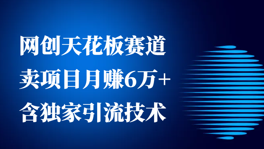 网创天花板赛道，卖项目月赚6万+，含独家引流技术(共26节课)-续财库