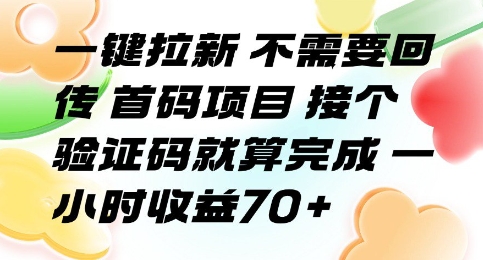 一键拉新 不需要回传 首码项目 接个验证码就算完成 一小时收益70+【揭秘】-续财库