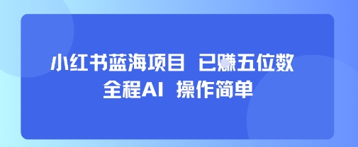 小红书蓝海项目,全程AI,操作简单,已挣五位数-续财库