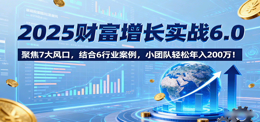 2025财富增长实战6.0,聚焦7大风口,结合6行业案例,小团队轻松年入200万!-续财库