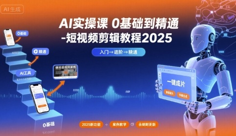 AI实操课0基础到精通-短视频剪辑教程2025-续财库