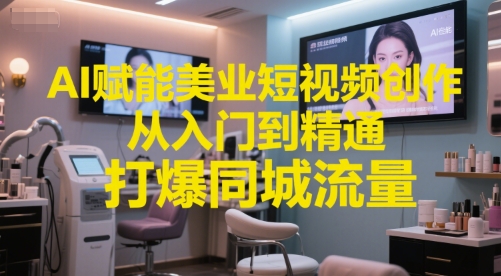 AI赋能美业短视频创作，从入门到精通，打爆同城流量，超级AI工具短视频实操落地-续财库