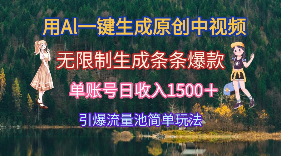 用Al一键生成原创中视频,无限制生成条条爆款,单账号日收入1500+引爆...-续财库