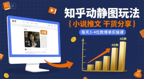 小说推文干货分享之知乎动静图玩法,每天3-4位数爆单实操课-续财库