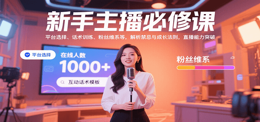 新手主播必修课：平台选择、话术训练、粉丝维系等，解析禁忌与成长法则，突破直播能力-续财库