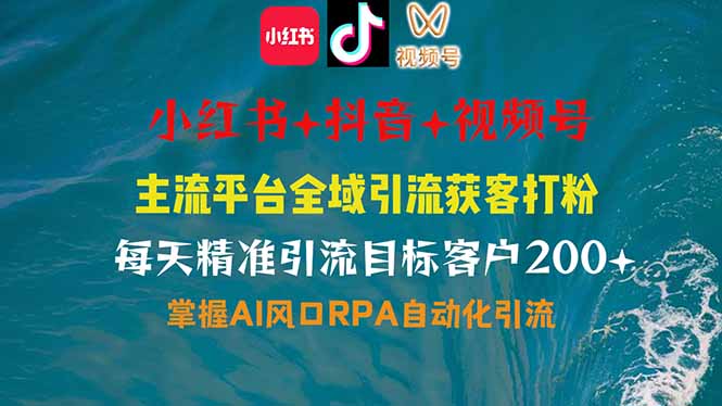 小红书、抖音、视频号全域多平台引流获客，日引目标客户200+，RPA自动…-续财库