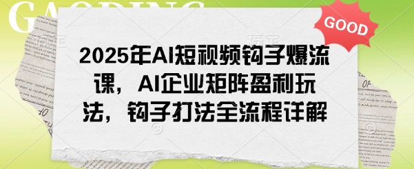 2025年AI短视频钩子爆流课，AI企业矩阵盈利玩法，钩子打法全流程详解-续财库