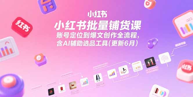 小红书批量铺货课，账号定位到爆文创作全流程，含AI辅助选品工具(更新6月-续财库