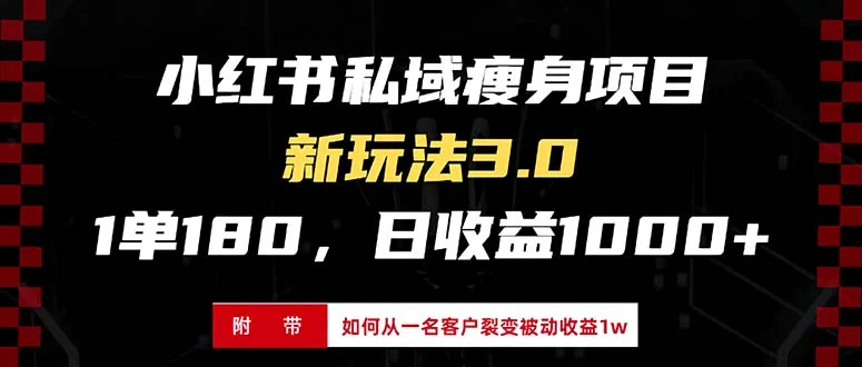 小红书瘦身项目3.0模式,新手小白日赚收益1000+(附从一名客户裂变收益...-续财库