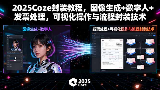 2025Coze封装教程，图像生成+数字人+发票处理，可视化操作与流程封装技术-续财库