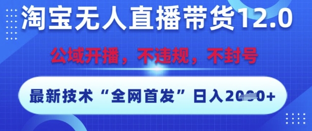 淘宝无人直播带货12.0，最新技术，不封号，不违规，操作简单，开播爆单，日入多张【揭秘】-续财库