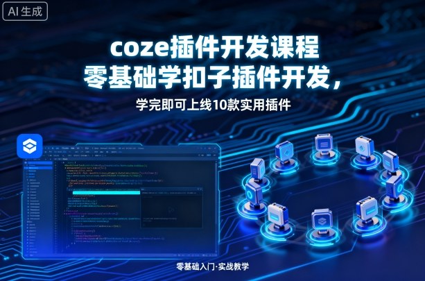 coze插件开发课程，零基础学扣子插件开发，学完即可上线10款实用插件-续财库