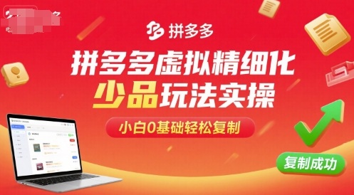 拼多多虚拟精细化少品玩法实操,小白0基础轻松复制-续财库