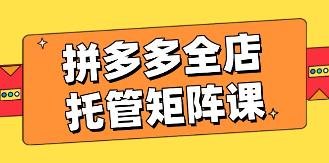 拼多多全店托管矩阵课，盈利动销玩法，高效计划设置，提升店铺效益-续财库