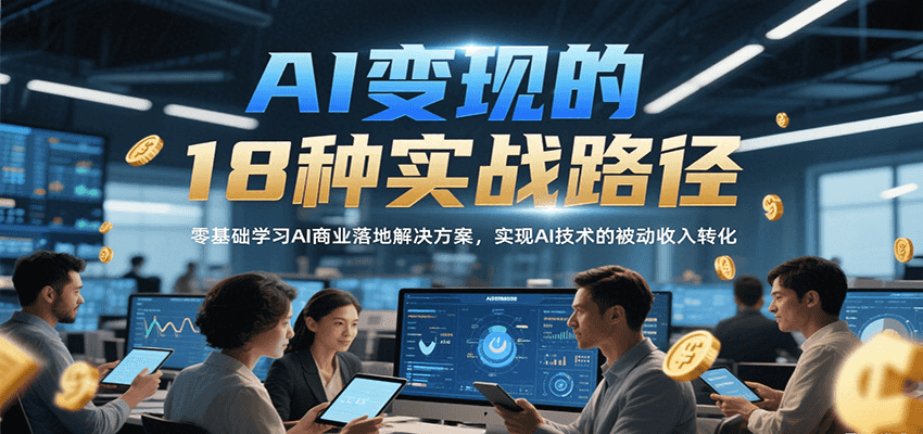 AI变现的18种实战路径，零基础学习AI商业落地解决方案，实现AI技术的被动收入转化-续财库