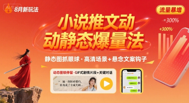 8月小说推文全新玩法，动静态图片+搭配小说文案爆量玩法-续财库