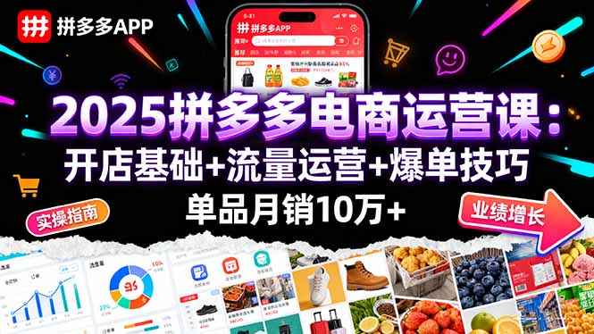 2025拼多多电商运营课:开店基础+流量运营+爆单技巧,单品月销10万+-续财库