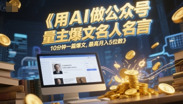 用AI做公众号流量主爆文名人名言，10分钟一篇爆文，最高月入5位数-续财库