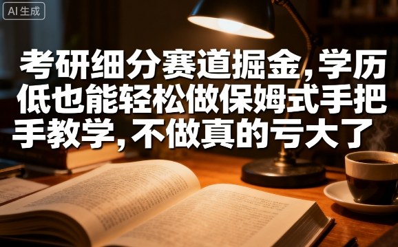 考研细分赛道掘金,日入1k+,学历低也能轻松做保姆式手把手教学,不做真的亏大了【揭秘】-续财库