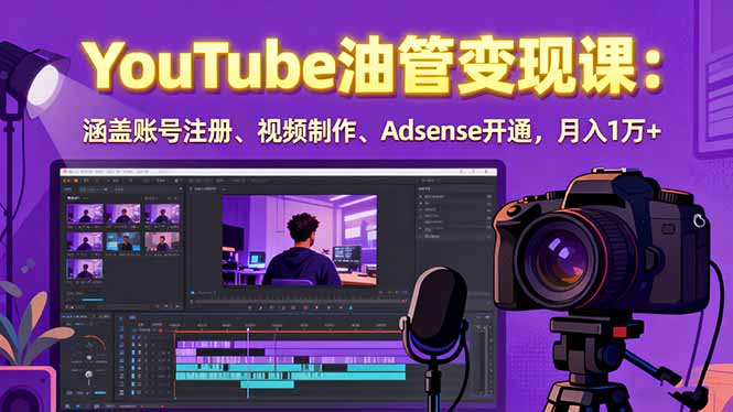 2025YouTube油管变现课:涵盖账号注册、视频制作、Adsense开通,月入1万+-续财库