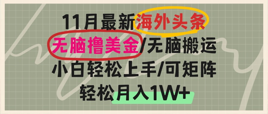 海外头条，无脑搬运撸美金，小白轻松上手，可矩阵操作，轻松月入1W+-续财库