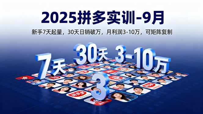 2025拼多多实训-9月:新手7天起量,30天日销破万,月利润3-10万,可矩阵复制-续财库